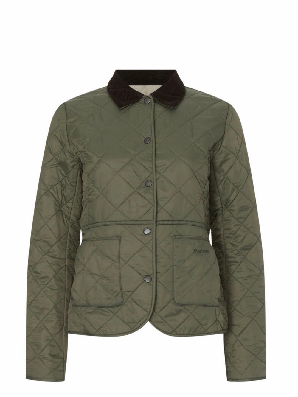 Barbour Deveron Polarquilt Jacket Olive / Pearl 14 US 18 UK barn field coat